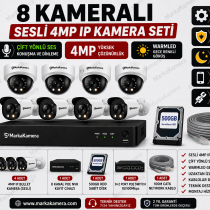MarkaKamera 8&amp;#039;lİ 4MP IP Kamera FULL SET SESLİ