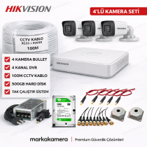 Hikvision 4’lü Güvenlik Kamera Seti 2MP Bullet Kamera + 4 Kanal DVR + 100 Metre 